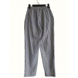 Striped Print Cropped Harem Pants, Vintage Slant Pocket Loose Pants, Women's Clothing