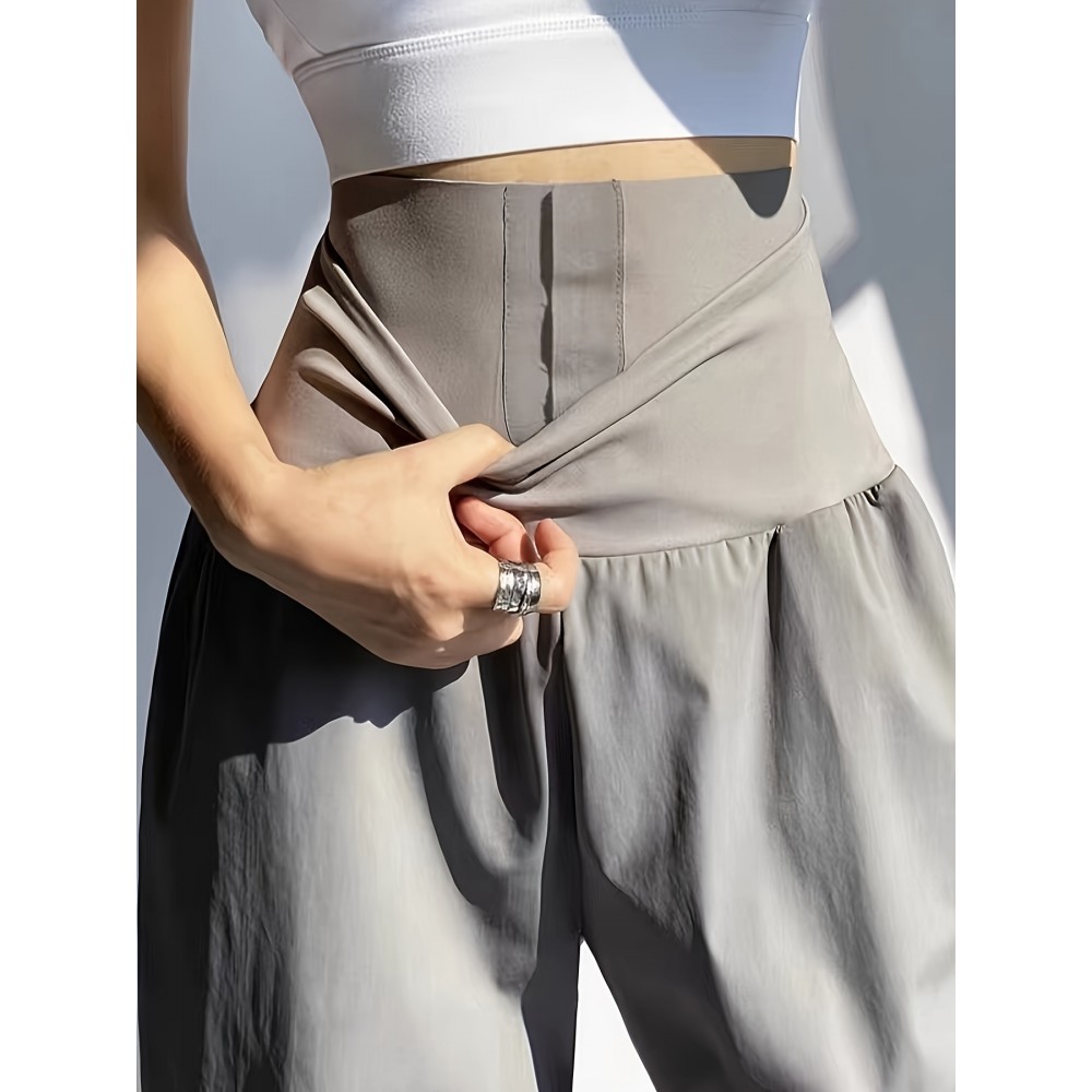 High Waist Jogger Pants, Casual Slant Pockets Loose Pants, Women's Clothing