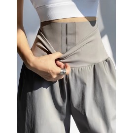 High Waist Jogger Pants, Casual Slant Pockets Loose Pants, Women's Clothing