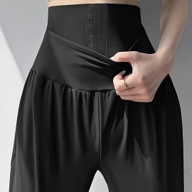 High Waist Jogger Pants, Casual Slant Pockets Loose Pants, Women's Clothing