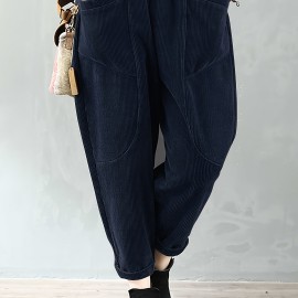 Dual Pockets Baggy Pants, Casual Loose Pants For Spring & Fall, Women's Clothing