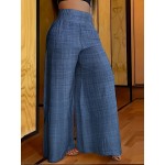 Solid Simple Palazzo Pants, Casual Wide Leg Elastic Waist Pants, Women's Clothing