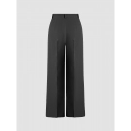 Solid Pleated Straight Leg Pants, Elegant Slant Pocket Draped Suit Pants, Women's Clothing