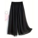 Ruched Wide Leg Pants, Casual Elastic Waist Solid Summer Pants, Women's Clothing