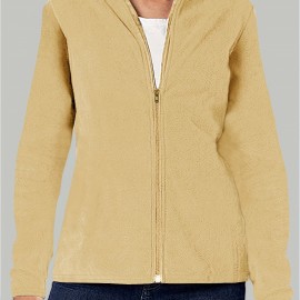 Thermal Stand Collar Jacket, Warm Solid Zipper Jacket, Casual Outerwear For Fall & Winter, Women's Clothing