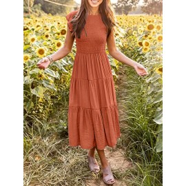 Solid Layered Dress, Casual Dress For Spring & Summer, Women's Clothing