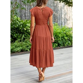 Solid Layered Dress, Casual Dress For Spring & Summer, Women's Clothing