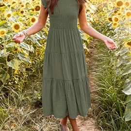 Solid Layered Dress, Casual Dress For Spring & Summer, Women's Clothing