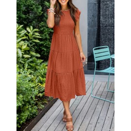 Solid Layered Dress, Casual Dress For Spring & Summer, Women's Clothing