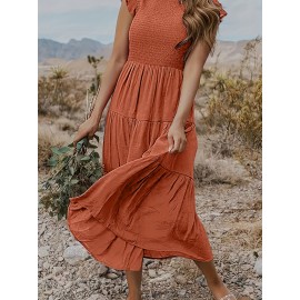 Solid Layered Dress, Casual Dress For Spring & Summer, Women's Clothing