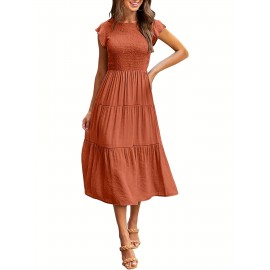 Solid Layered Dress, Casual Dress For Spring & Summer, Women's Clothing