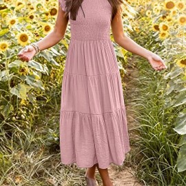 Solid Layered Dress, Casual Dress For Spring & Summer, Women's Clothing