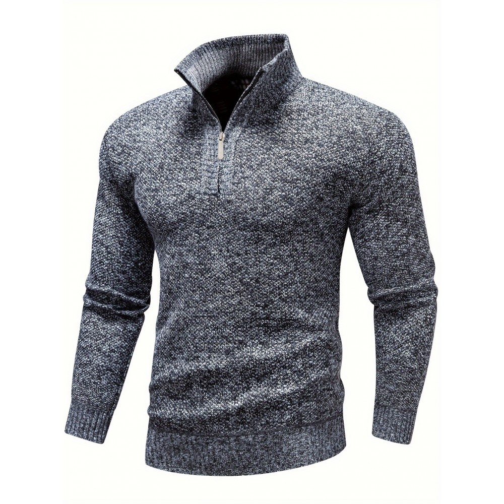 Men's Stand Collar Jacquard Knitting Thickened Warm Sweater