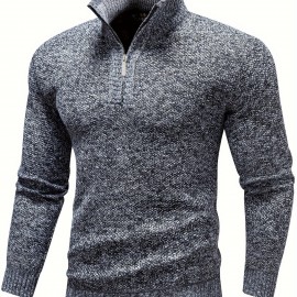 Men's Stand Collar Jacquard Knitting Thickened Warm Sweater