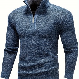 Men's Stand Collar Jacquard Knitting Thickened Warm Sweater