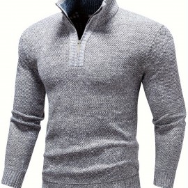 Men's Stand Collar Jacquard Knitting Thickened Warm Sweater