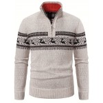 Men's Warm Knitted Half Zipper Stand Collar Pullover For Men Retro Sweater For Winter Fall Long Sleeve Tops