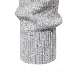 Cotton Stand Collar Knitted Sweater, Men's Casual Warm Solid Pullover Sweater For Fall Winter