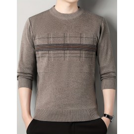 Men's Stylish Loose Solid Knitted Sweater, Casual Slightly Stretch Breathable Long Sleeve Turtle Neck Top For Business Activities