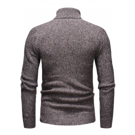 Men's Casual Sweater, Knit Slim Fit Pullover Turtleneck Sweater For Fall & Winter