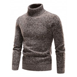 Men's Casual Sweater, Knit Slim Fit Pullover Turtleneck Sweater For Fall & Winter