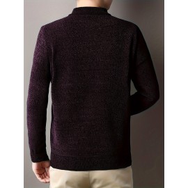 Men's Casual Warm Mid Stretch Crew Neck Pullover Sweater For Fall Winter