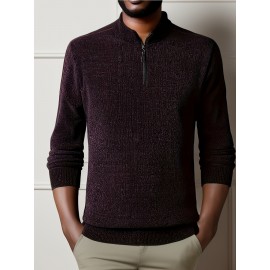 Men's Casual Warm Mid Stretch Crew Neck Pullover Sweater For Fall Winter