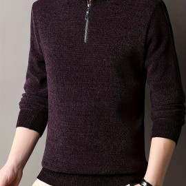 Men's Casual Warm Mid Stretch Crew Neck Pullover Sweater For Fall Winter