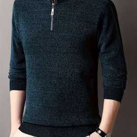 Men's Casual Warm Mid Stretch Crew Neck Pullover Sweater For Fall Winter