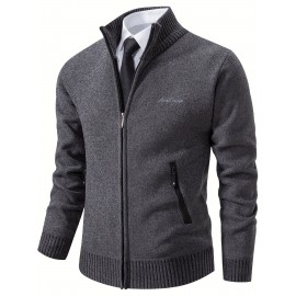 Elegant Slightly Stretch Cardigan, Men's Casual Vintage Style Cardigan Sweater Coat For Fall Winter