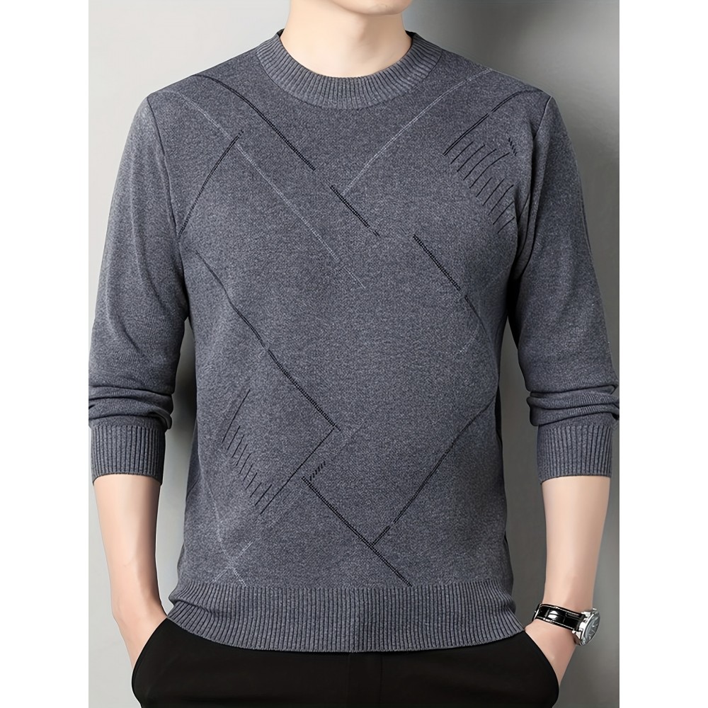 Men's Stylish Loose Solid Knitted Sweater, Casual Slightly Stretch Breathable Long Sleeve Turtle Neck Top For City Walk Street Hanging Outdoor Activities