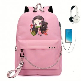 1pc Backpack Women Men Laptop Bag With USB Charging Port, Notebook Bag Business Travel School Bag With Earphone Jack