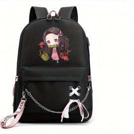 1pc Backpack Women Men Laptop Bag With USB Charging Port, Notebook Bag Business Travel School Bag With Earphone Jack