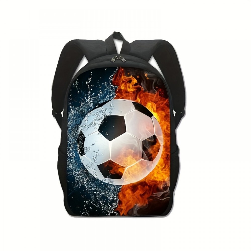 Football Print Student Backpack, Lightweight School Bag, Going Out Travel Casual Backpack