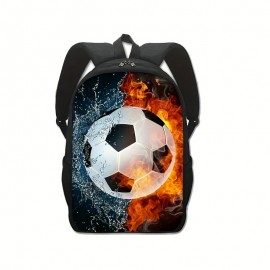 Football Print Student Backpack, Lightweight School Bag, Going Out Travel Casual Backpack