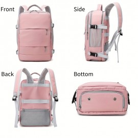 1pc College Student High School Student Backpack, Multifunctional Gym Bag Travel Bag With USB Port And Separate Shoe Storage, Suitable For Trolley Case, Large Capacity Bag With Dry And Wet Separation Bag, Unisex Backpack