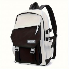 Color Contrast Large Capacity Backpack, Preppy Waterproof Lightweight School Backpack, Travel Commuter Bag