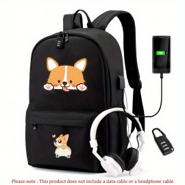 Stylish Laptop Backpack With Anime Print, Business Aesthetic Backpack, Large Capacity Backpack For School, College, Expandable Casual Bag For Men, Women, Teenager