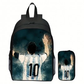 2pcs New Printed Student Backpack With Pencil Case Set, For Boys And Girls, Casual Outdoor Large Capacity Backpack Set