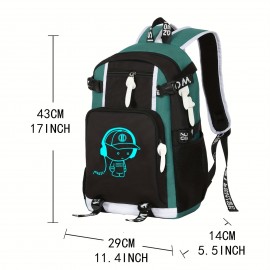 1pc Glow In The Dark Backpack, Large Capacity Schoolbag For Students, Spine Protection Backpack, Breathable Backpack, Fashion Durable Backpack Suitable For Campus Life, Astronaut Pattern Bag