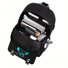 Trendy Backpack, Lightweight Large Capacity Shoulder Bag With USB Charging Port, Travel Bag