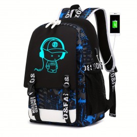 Trendy Backpack, Lightweight Large Capacity Shoulder Bag With USB Charging Port, Travel Bag