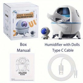 Portable Astronaut Humidifier with LED Light and Aroma Diffuser - USB Powered for Clean and Hydrated Air