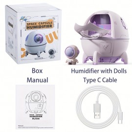 Portable Astronaut Humidifier with LED Light and Aroma Diffuser - USB Powered for Clean and Hydrated Air