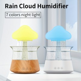 Rain Cloud Aromatherapy Essential Oil Zen Diffuser & Raining Cloud Night Light Mushroom Lamp, Diffusers Micro Humidifier Desk Fountain Bedside Sleeping Relaxing Mood Water Drop Sound