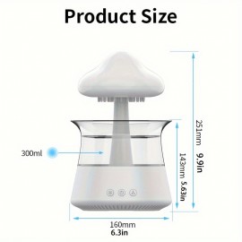 Rain Cloud Aromatherapy Essential Oil Zen Diffuser & Raining Cloud Night Light Mushroom Lamp, Diffusers Micro Humidifier Desk Fountain Bedside Sleeping Relaxing Mood Water Drop Sound