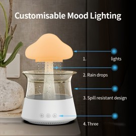 Rain Cloud Aromatherapy Essential Oil Zen Diffuser & Raining Cloud Night Light Mushroom Lamp, Diffusers Micro Humidifier Desk Fountain Bedside Sleeping Relaxing Mood Water Drop Sound