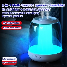 2-in-1 Multi-function 101.44oz Air Humidifier, Living Room Aroma Essential Oil Diffuser, Cold Mist Machine Integrated Home Speaker 9D Heavy Bass Mobile Phone Multi-function Bluetooth Audio Aromatherapist Diffuser Humidifier