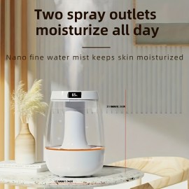 3 Liters Large Capacity Double Nozzle Cold Fog Humidifier, Bedroom Small Night Light Humidifier, Suitable For Home Plant Humidifier, Silent Air Humidifier Can Be Used For Up To 36 Hours, AI Intelligent Digital Display Air Humidity