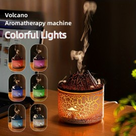 Volcano Essential Oils Diffuser With Colorful Light, USB 6.09oz Air Humidifier For Home, Mini Aromatherapy Diffuser With Flame & Volcano Mist Mode, 2 Colors, Timer, Auto Shut-Off, Flame Diffusers For Home Bedroom